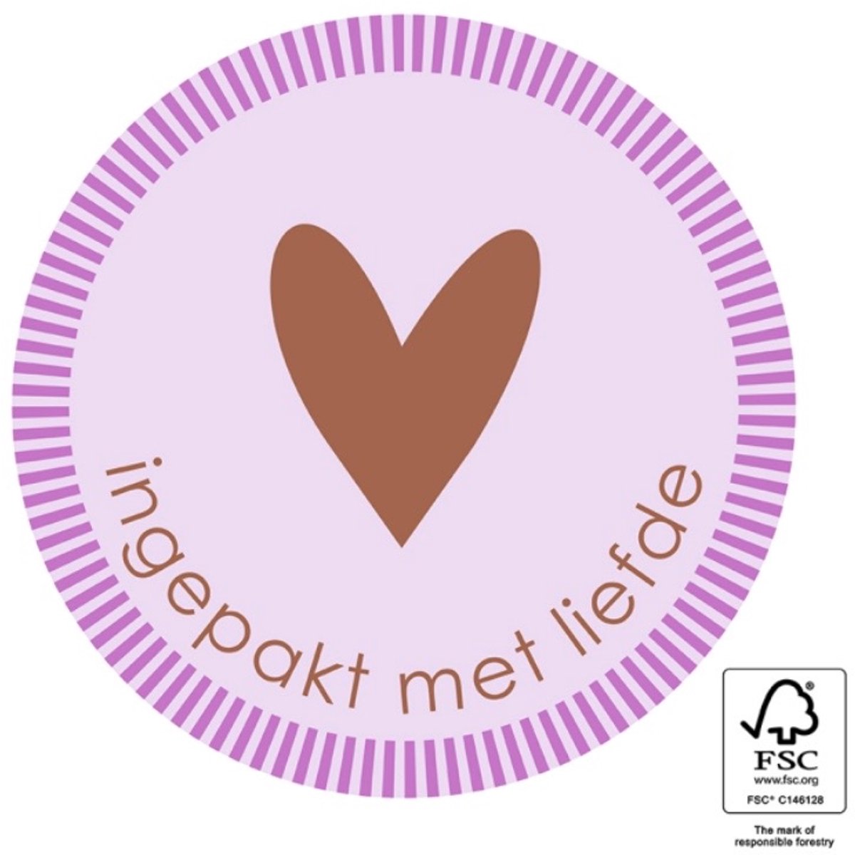 50 XL sluitstickers | Ingepakt met liefde | 55 mm | Sluitzegels | Cadeausticker | Webshop | Inpakken | Verjaardag | Feest