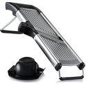 Hi Nature mandoline met RVS snijvlak en zwarte houder voor voedsel.