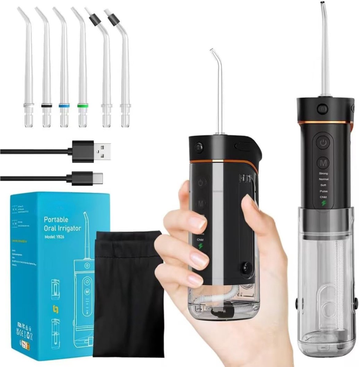 Irrigator Dental - Draadloze Elektrische Monddouche - 300 Ml Waterreservoir - Testwinnaar 2025 - Waterdicht Voor Liefhebbers Van Mondhygiëne - Dagelijkse Grondige Reiniging - Reiniging Op Reis - 5 Multifunctionele Functies
