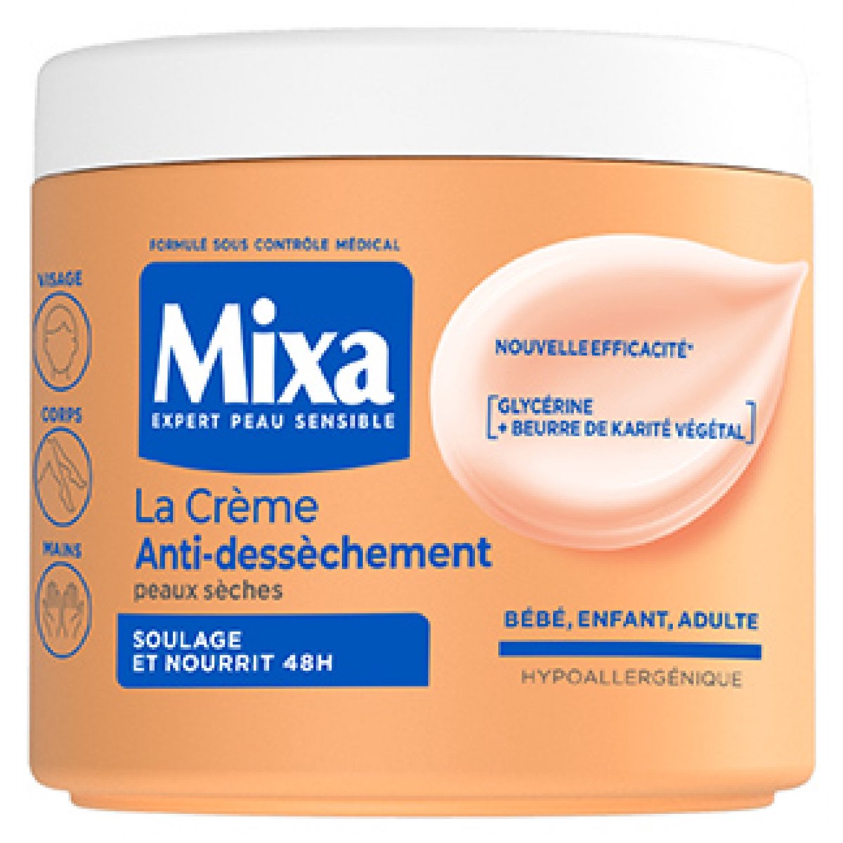 Mixa Crème Voor Droge en Gevoelige Huid 400 ml
