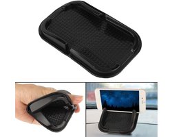 Antislipmat – 1 stuk – Dashboardmat – Auto-accessoires – Houdt mobiele telefoons op hun plek – Voorkomt wegglijden op het dashboard – Herbruikbaar – Wasbaar – Opbergmat – Zwart