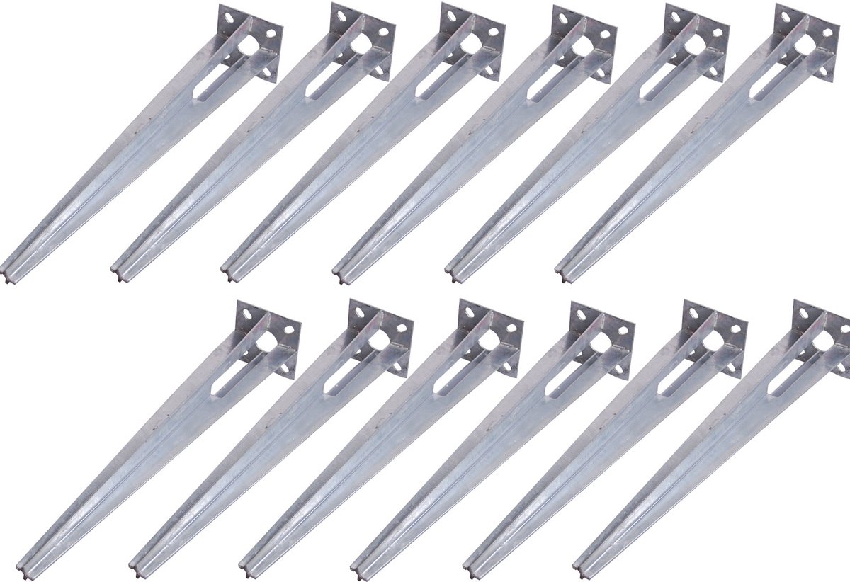12x grondinrijhuls voor Ø 40 mm grondinrijhuls 50 cm lengte afrasteringspaal verzinkt bevestiging 100x100 mm