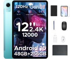 Aorlym P12 Pro - Tablet - 48GB RAM (12+36GB) + 256 GB ROM (2 TB/TF) - 12 Inch 2K 120Hz IPS - Android 16 - 12000mAh/18W - 4G LTE - Wi-Fi 5 - Bluetooth 5.0 - T7300 - Quad Speakers - Volledige accessoirebundel met toetsenbord en stylus