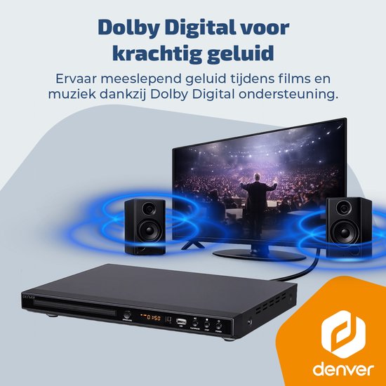 Denver DVD Speler met HDMI - Ondersteund FULL HD - CD Speler - Dolby Digital Decoder - USB / Scart - DVH1245- Zwart — afbeelding 4