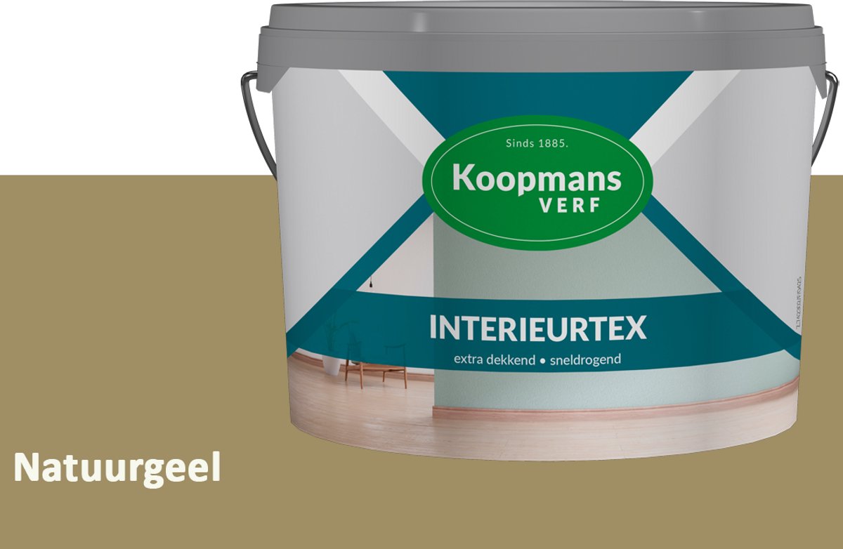 Koopmans Interieurtex Matte Muurverf Binnen – Extra Dekkende Sneldrogende Verf voor Muren en Plafonds – Natuurgeel – 10 l