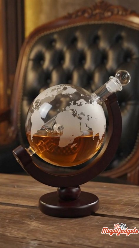 MikaMax Whiskey Globe Decanter Deluxe set - 0,9 L - Incl. 2 verres