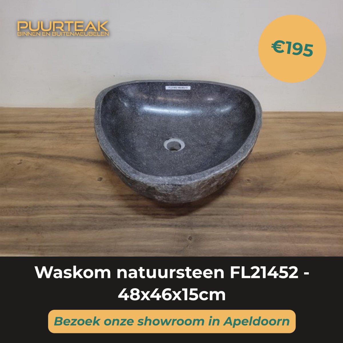 Waskom natuursteen FL21452 - 48x46x15cm