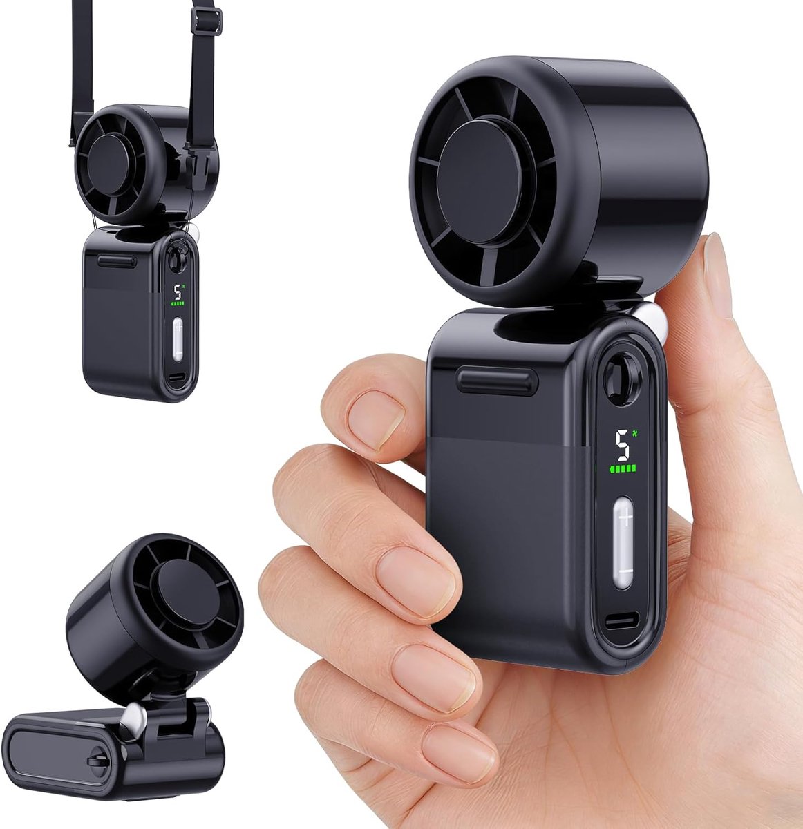 Mini draagbare turbineventilator – Compact maar krachtig, stil, duurzaam, 5 snelheden, oplaadbare batterijventilator, ideaal voor buiten en op reis.