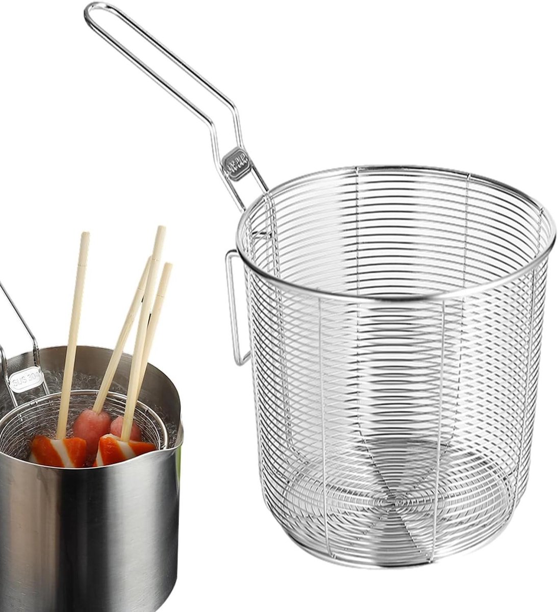 Frituurmand - Keukenmand Zeef - Friet Bakken - Anti-verbrandingshandgreep - 242 x 125 x 119 cm - Zilver