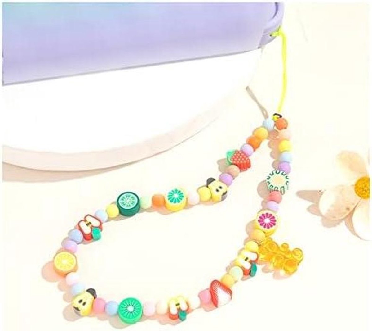 Telefoonketting Parels - Polsbandje Decoratie - Tegen Verlies - Handgemaakt Stijl - 26 cm - Multicolor