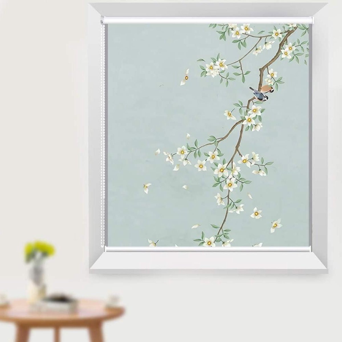 Verduisterende Rolgordijnen - Lichtblokkerende Jaloezieën - Privacy Creëren - Bloemenpatroon Design - 100 x 220 cm - Zilver
