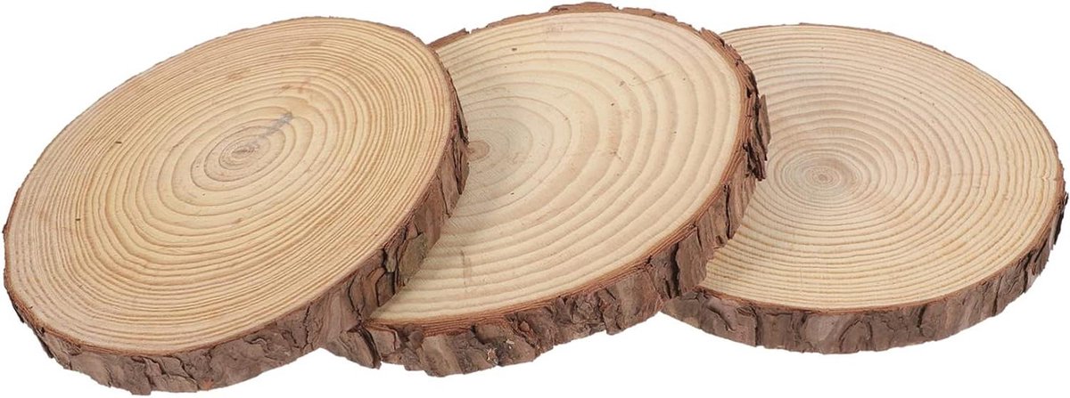 Houten Stapstenen - Tuinpad Stenen - Decoratief Gebruik - Flexibele Plaatsing - 3 Stuks - Houtkleur