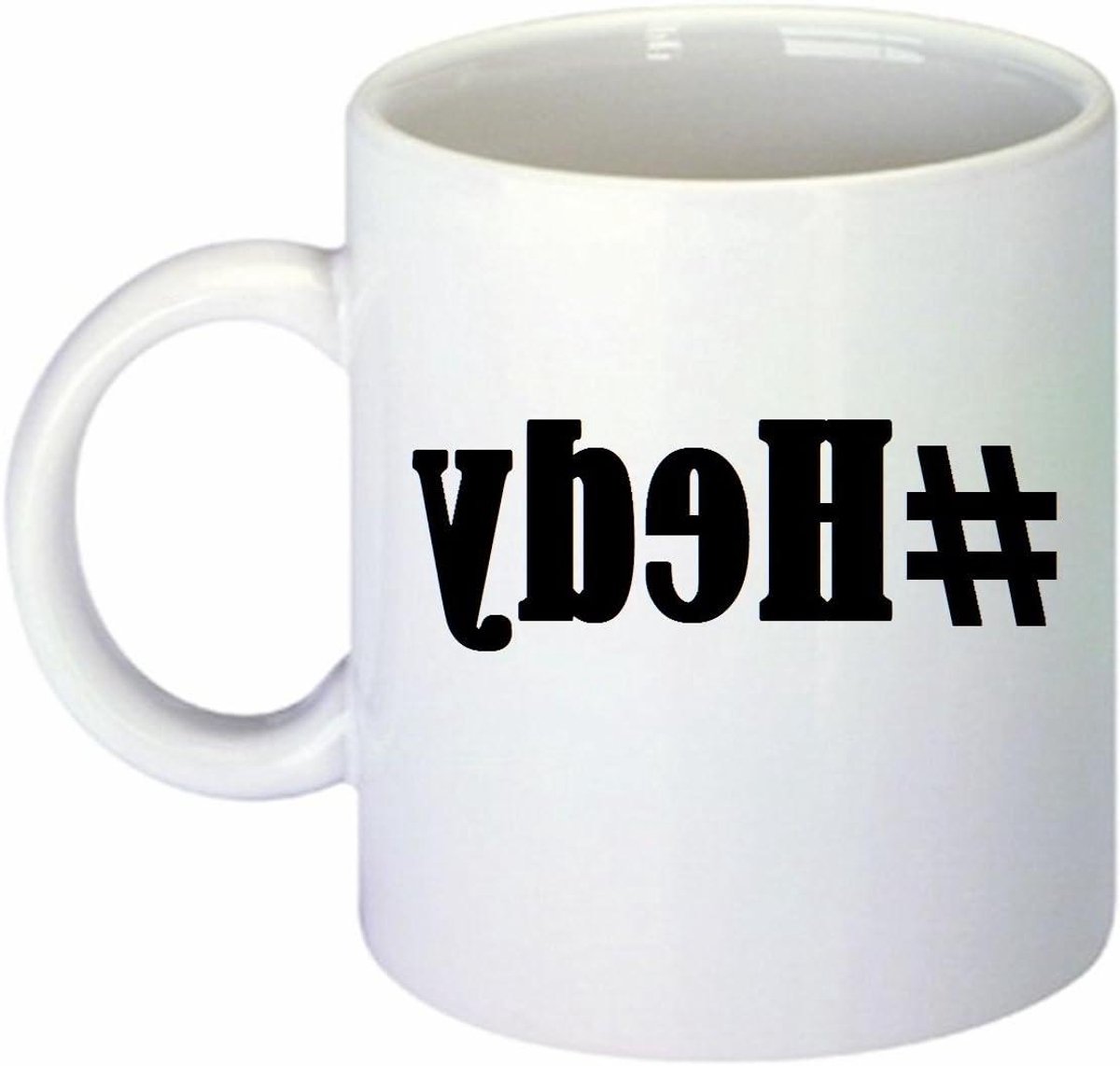 Koffiemok - Hashtag mok - Koffie drinken - Vaatwasserbestendig - 330 ml - Wit