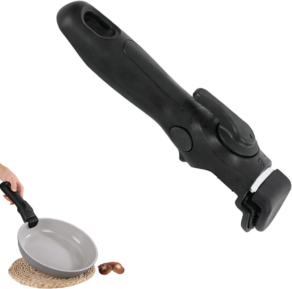 Afneembare Pannengreep - Hittebestendige Greep - Veilig Koken - Robuust Vergrendelingsontwerp - 19.5 x 4 cm - Zwart