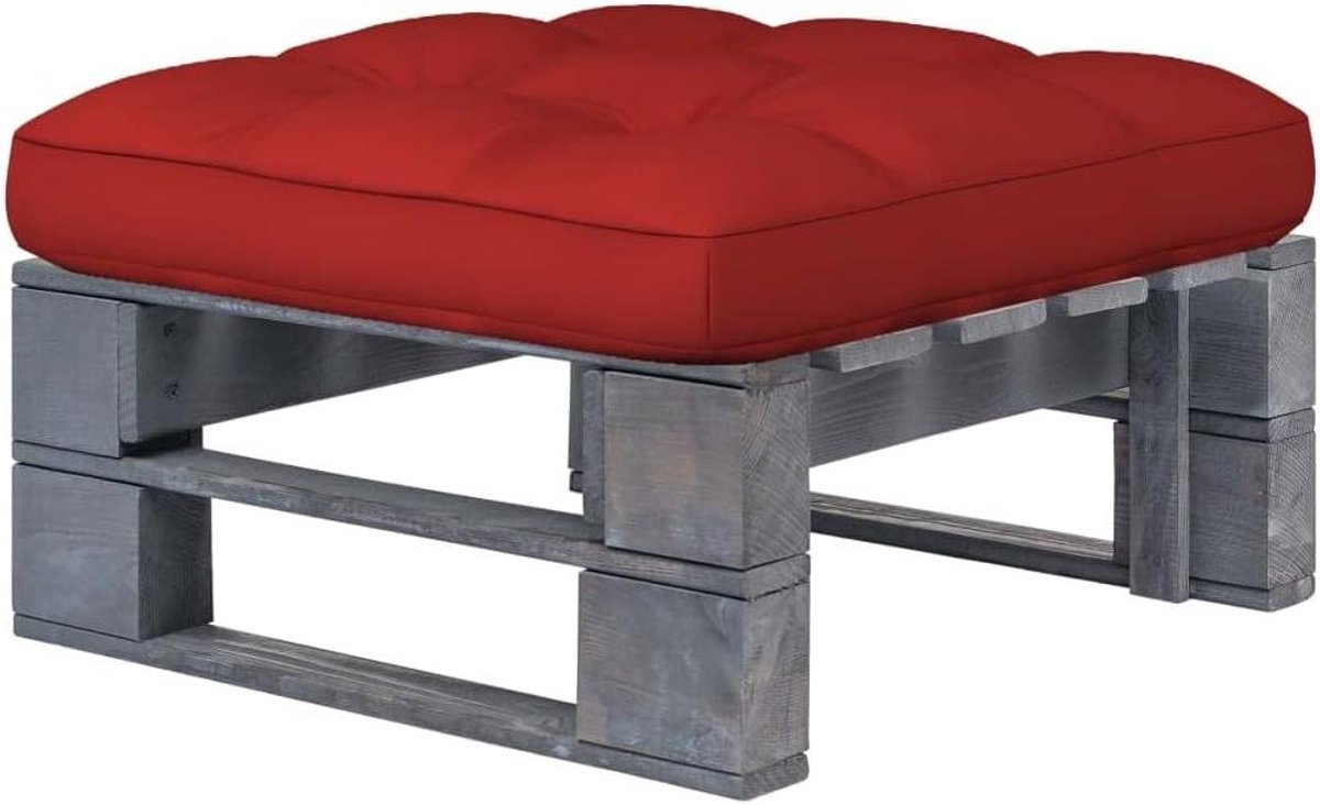 Houten Poef - Tuin Kruk - Ontspannen Buiten - Geïmpregneerd Grenenhout - 60x60x25 cm - Grijs