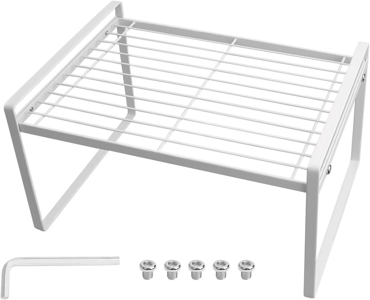 Opbergrek - Draadrek Organizer - Keuken Organiseren - Verstevigd Ontwerp - 33 x 21 x 18 cm - Wit