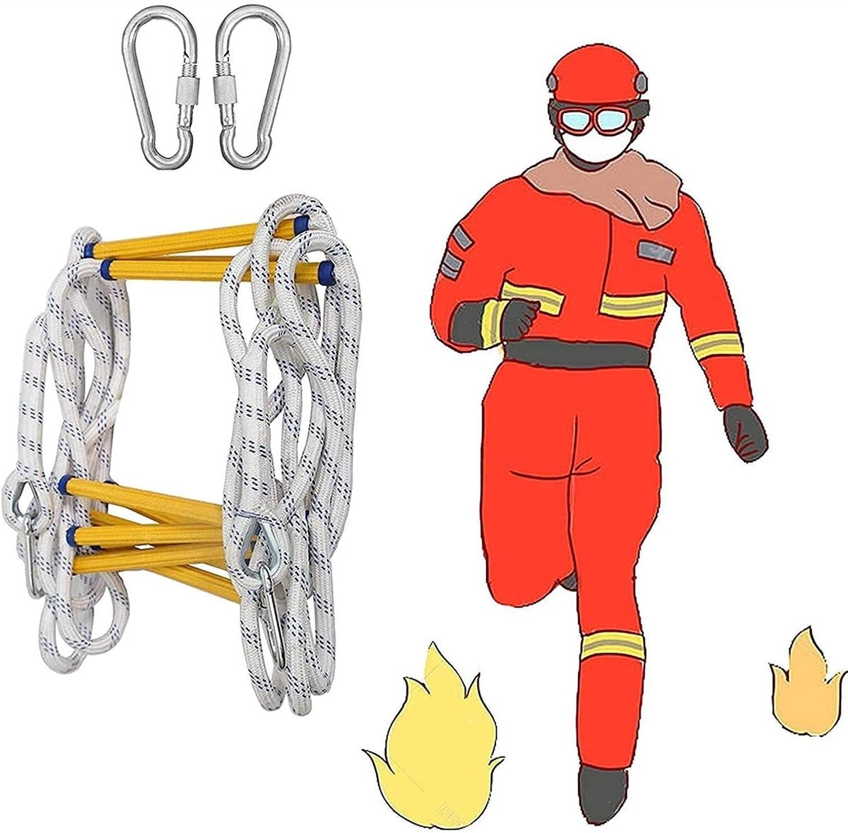 Noodladder - Veiligheidstouwladder - Snelle Ontsnapping - Brandwerend Materiaal - 10 meter - Zwart