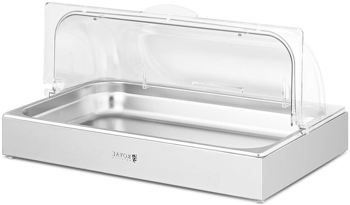Buffet Vitrine - Voedsel Display - Elegante Presentatie - Praktische Rolkap - 85 L 535 x 335 mm - Zilver