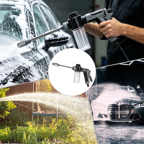 Hogedrukreiniger - Draagbaar, zwaar uitgevoerd met snelkoppeling - Inclusief schuimfles voor het wassen van auto's, terrassen, tuinreiniging, besproeien en detailreiniging. van Merkloos	 — afbeelding 3