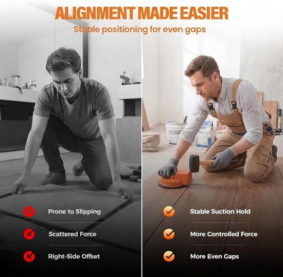 Vloer Fixer Tool - Zuignap Reparatie - Laminaat Plaatsen - Robuuste Aluminiumlegering - 12 cm - Oranje — afbeelding 5