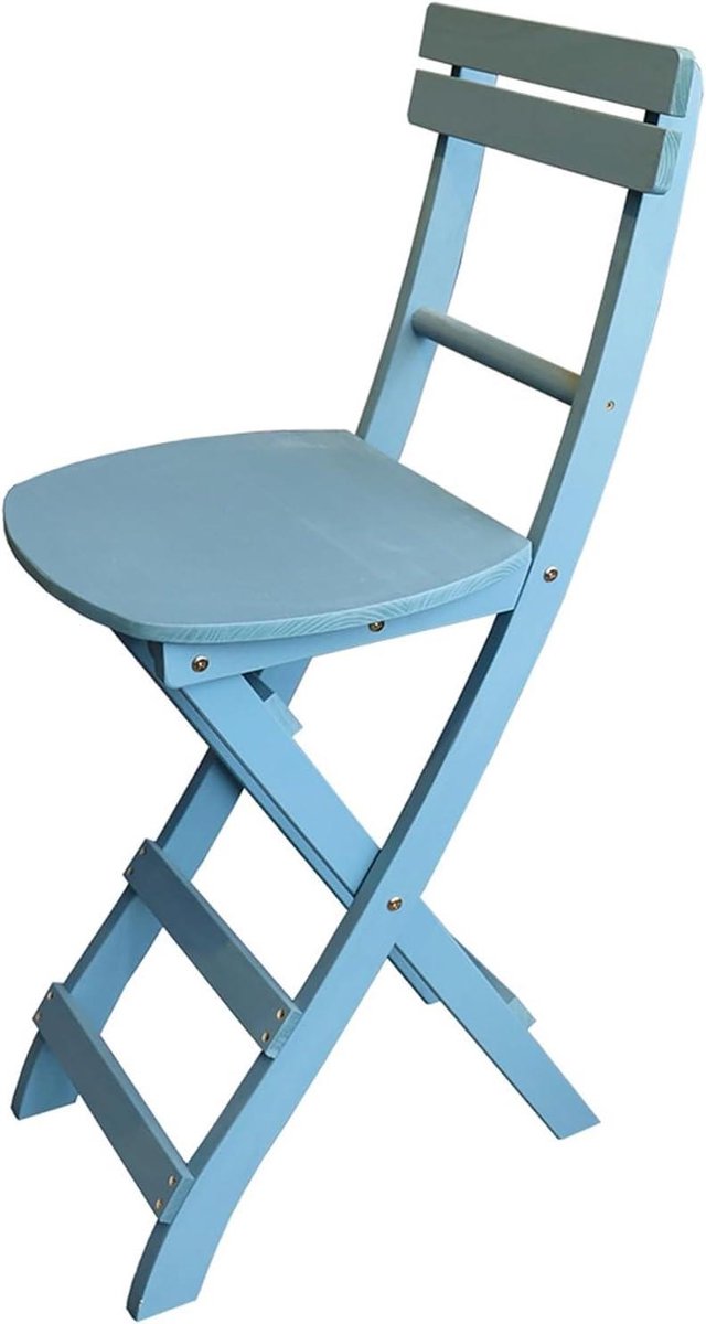 Houten Barkruk - Inklapbare Stoel - Keuken Ontbijt - Met Rugleuning - 60 cm - Blauw