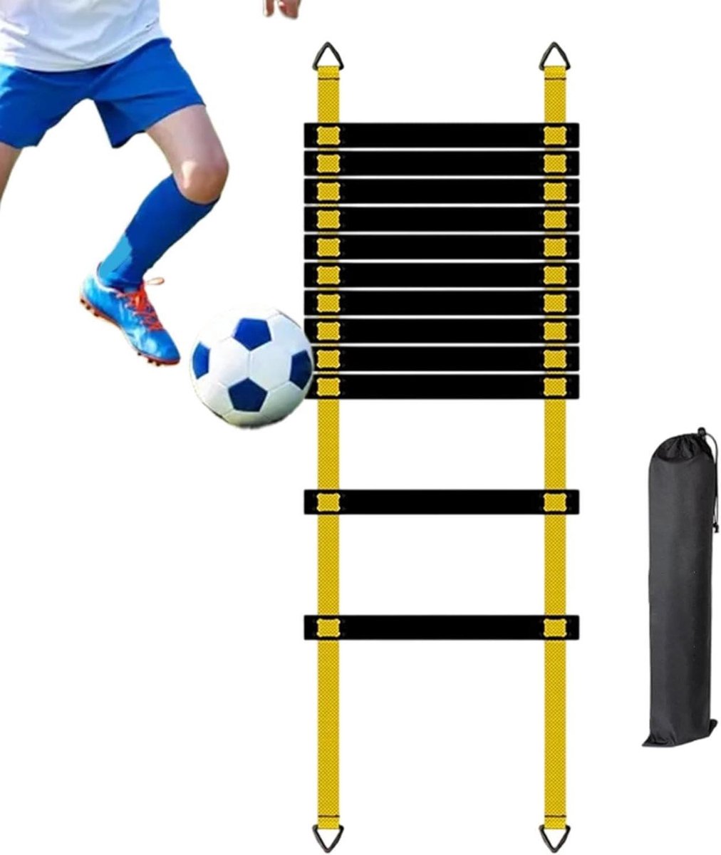 Sport Behendigheidsladders - Fitnessuitrusting Trainingsladder - Voetbal Snelheidstraining - Versterkt Nylon Banden - 6 Meter - Geel