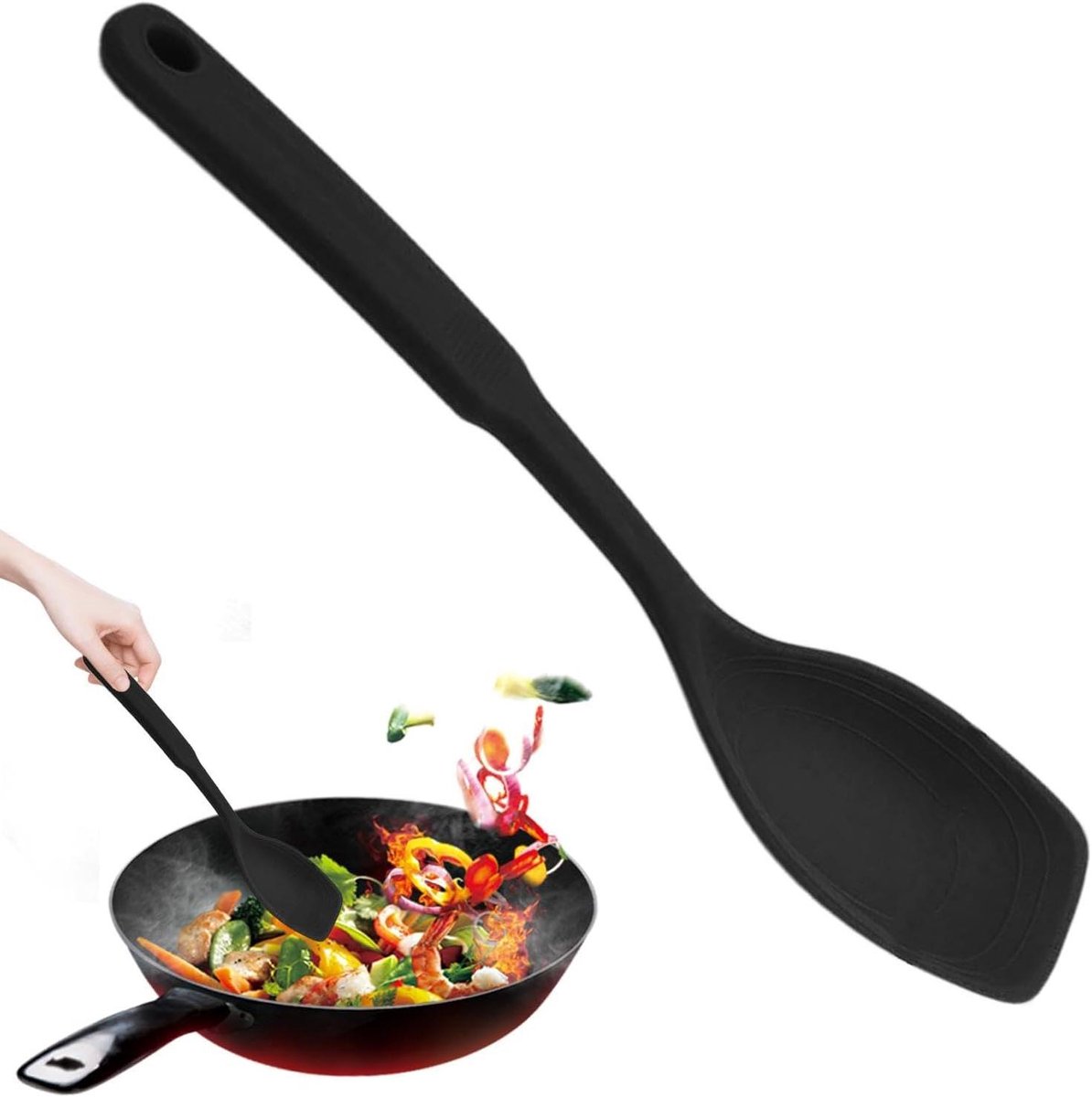 Pannenkoek Spatel - Keuken Schraper - Koken Bakken - Hittebestendig Flexibel - 30 cm - Zwart