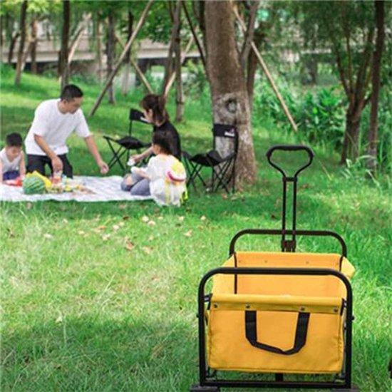 Bolderkar Tuinwagen - Transportkar Vrijetijdskar - Outdoor Activiteiten - Grote Capaciteit - 60KG Draaglast - Geel van Bolderkar — afbeelding 3