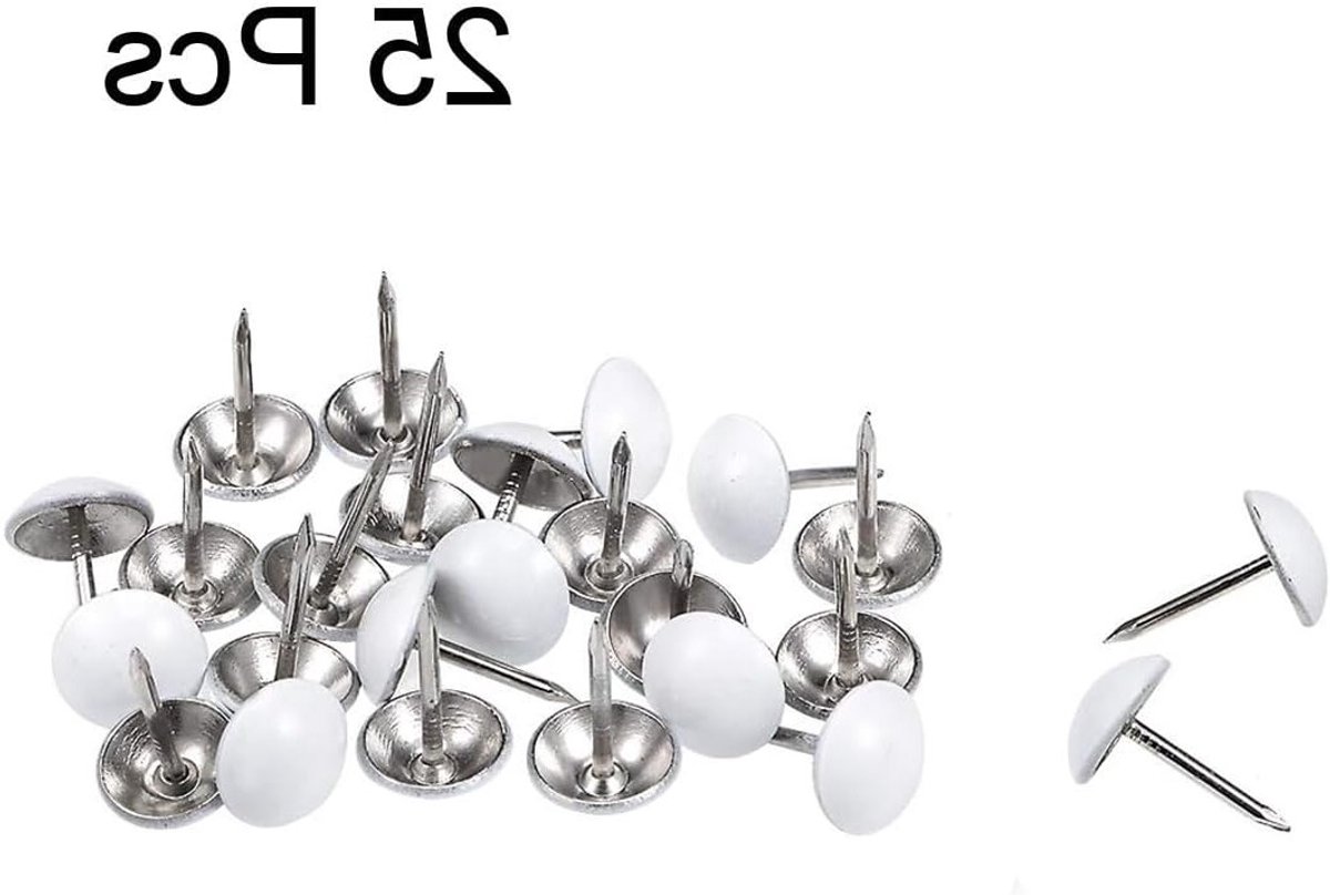 25 Stuks Decoratieve Bekledigingsnagels voor Meubels, 11mm x 17mm Witte Nagelkop voor Sofa, Stoel en Bed, Ideaal voor DIY Projecten en Interieurdecoratie