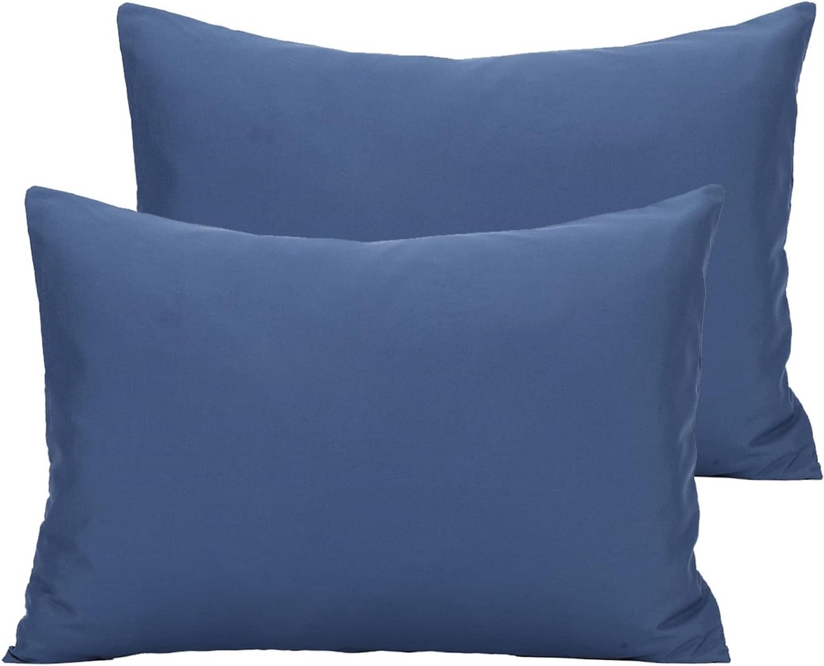 Zachte en ademende katoenen kussenslopen voor baby's en peuters, envelopstijl, 49 x 36 cm, wasbaar, ideaal voor beddengoed en reizen, navy blauw