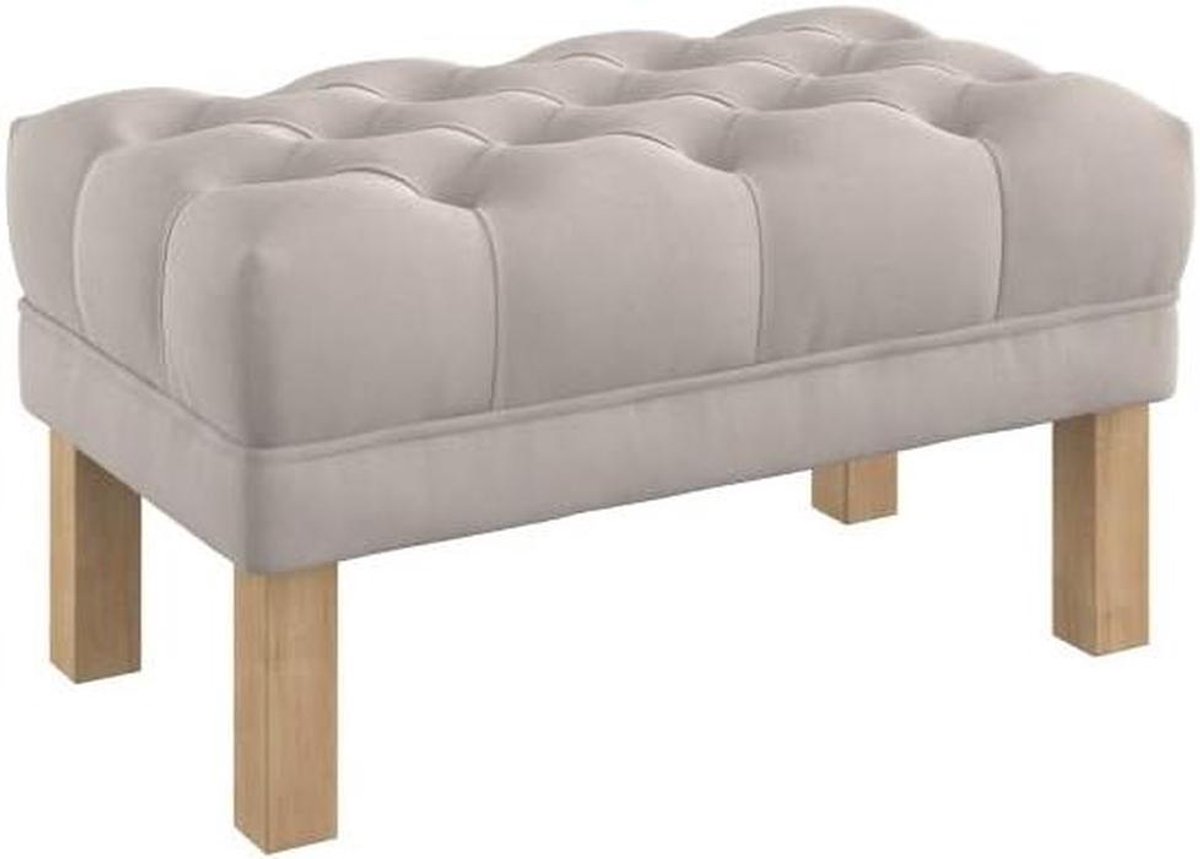 Zitbankje Gestoffeerd - Voetenbankje Poef - Zitten en Ontspannen - Diep Geknoopt Blad - 80 cm breed - Grijs