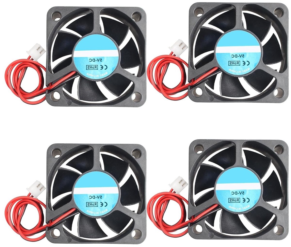 Set van 4 Stille Koelventilatoren 50 x 50 x 20mm voor Computer, 3D Printer en CPU Koeling met 2 Pin Aansluiting