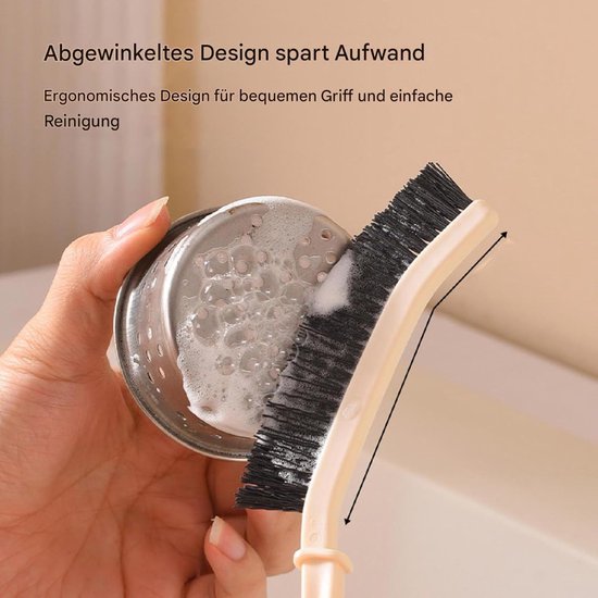 Badkamer voegenborstel - Smalle schrobber precisiekop - Dieptereiniging badkamer - Ergonomische handgreep - 23 x 4.7 x 1 cm - Kaki — afbeelding 4