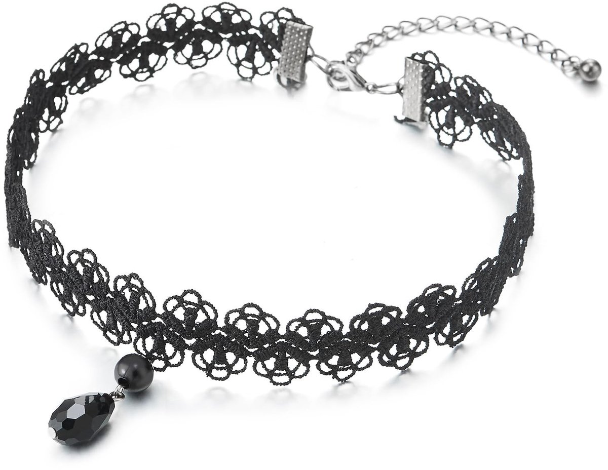 Dailygoody - Solidchoice - Dailygoody - Choker voor dames - Gothic stijl - Zwart kant - Tattoo halsketting - Nostalgisch design - Perfect voor feestjes - Trendy accessoire