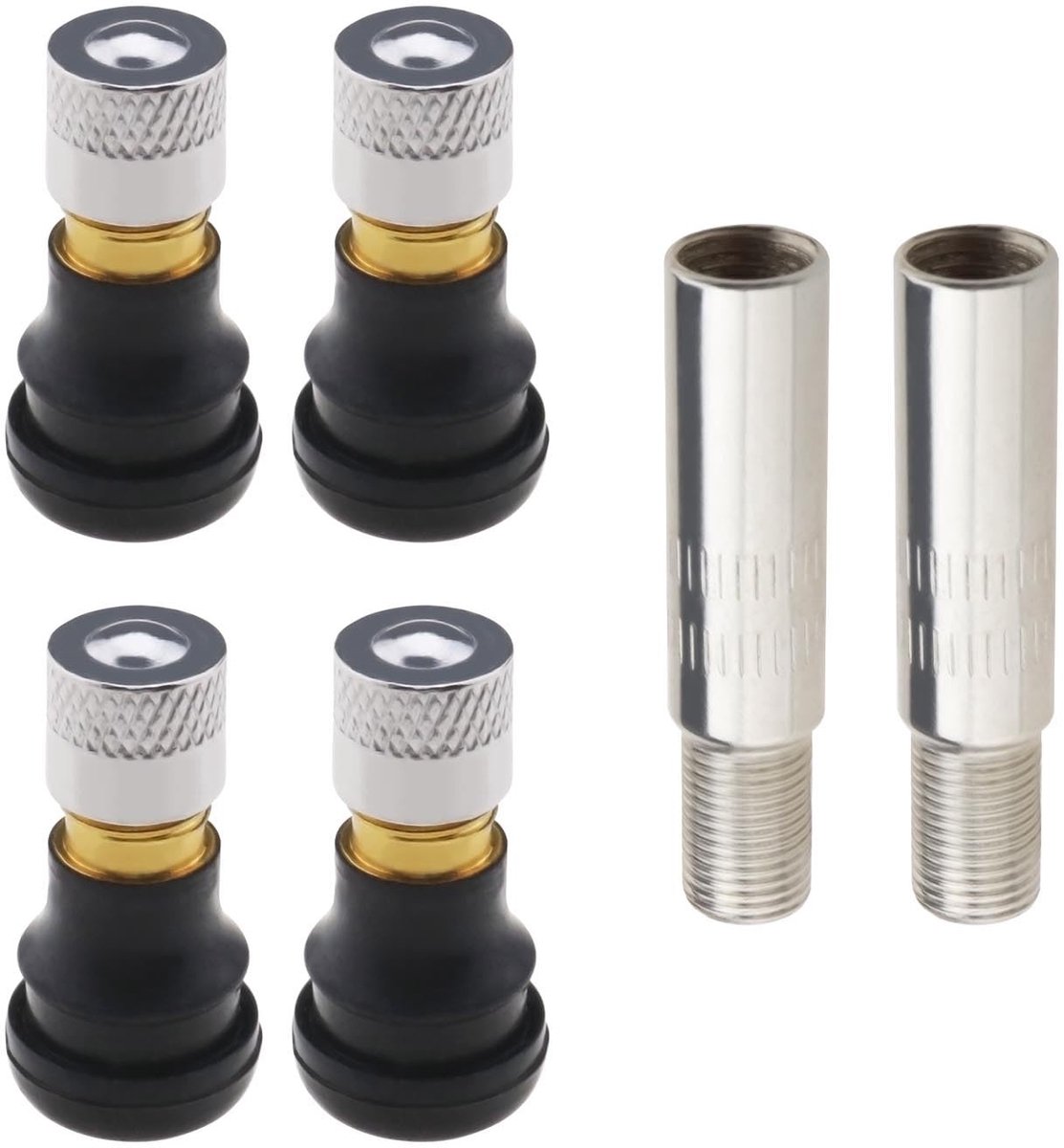 Dailygoody - Scooter Tubeless Ventielen - Ventiel Stem Extenders - Rubber - Compatibel met G30 - Extensie voor M365 - Inclusief 4 ventiele...