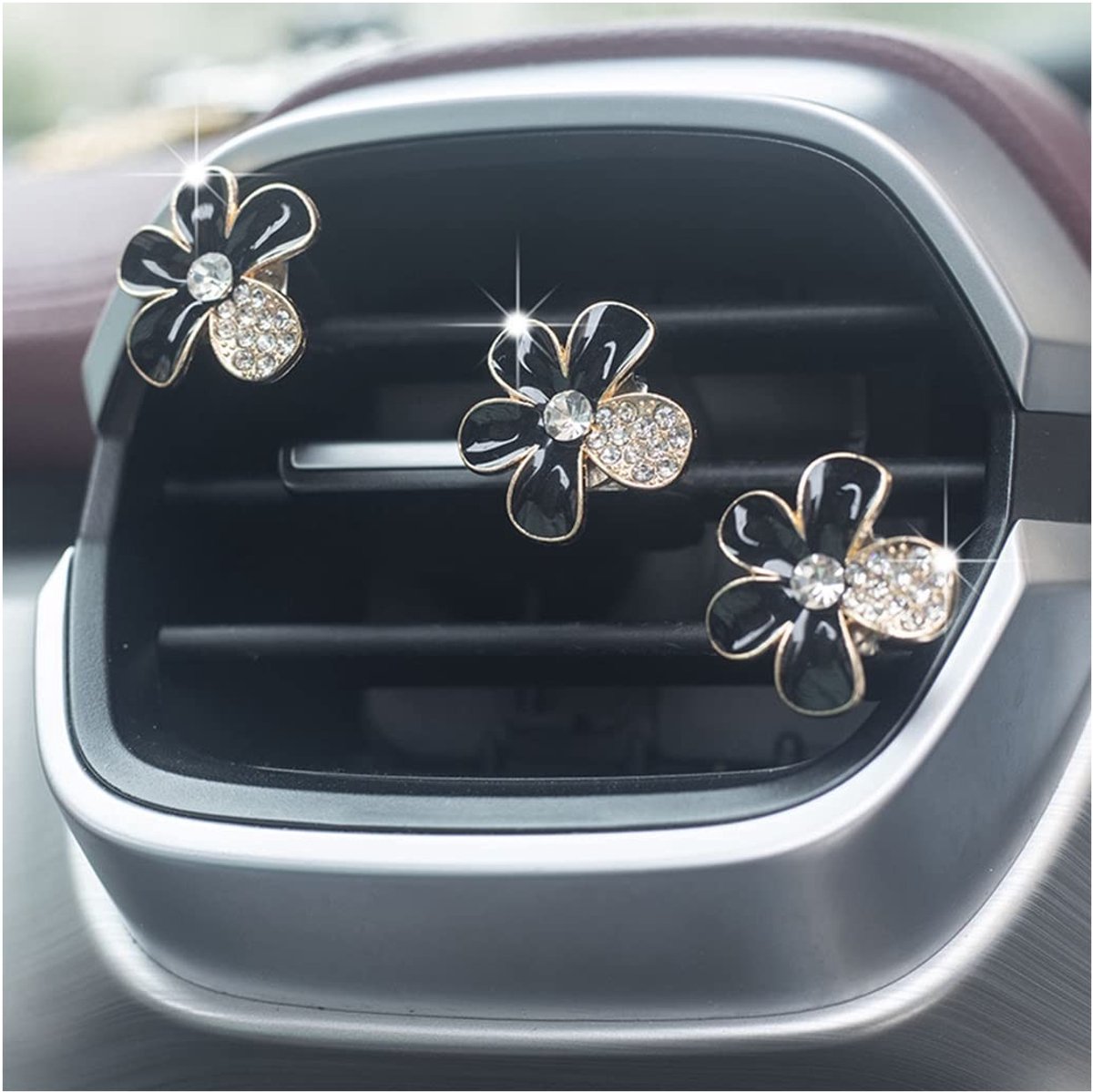 Dailygoody - Auto ontluchter clips - Madeliefje bloem - Zwart - Decoratieve accessoires - Schattige bloemen charme - Geschikt voor auto - 6 stuks