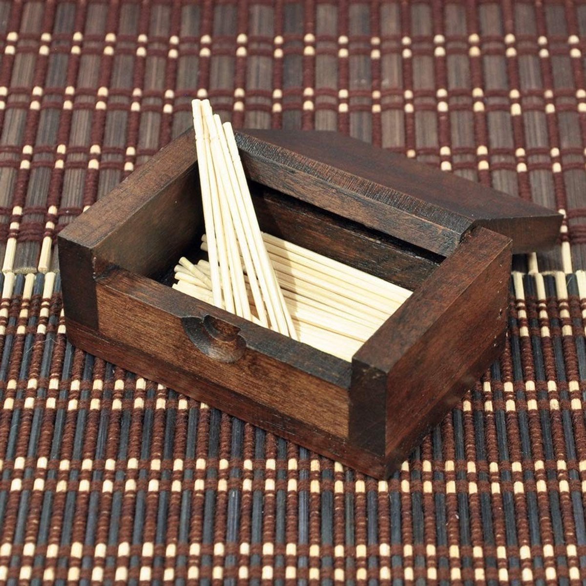 Dailygoody - Tandenstoker opbergdoos - Houten mini houder - Draagbaar formaat - Perfect voor thuis en hotelgebruik - Handig voor onderweg - Compa