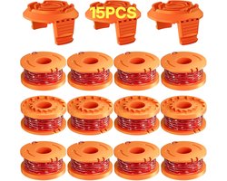 Geschikt voor Worx grastrimmer, vervangspoel voor trimsnoer, vervangingsset voor trimsnoer, geschikt voor WORX WA0010/WA6531 trimmers, reserveonderdelen voor grastrimmerdraad (12 trimmerspoelen, 3 trimkapjes)