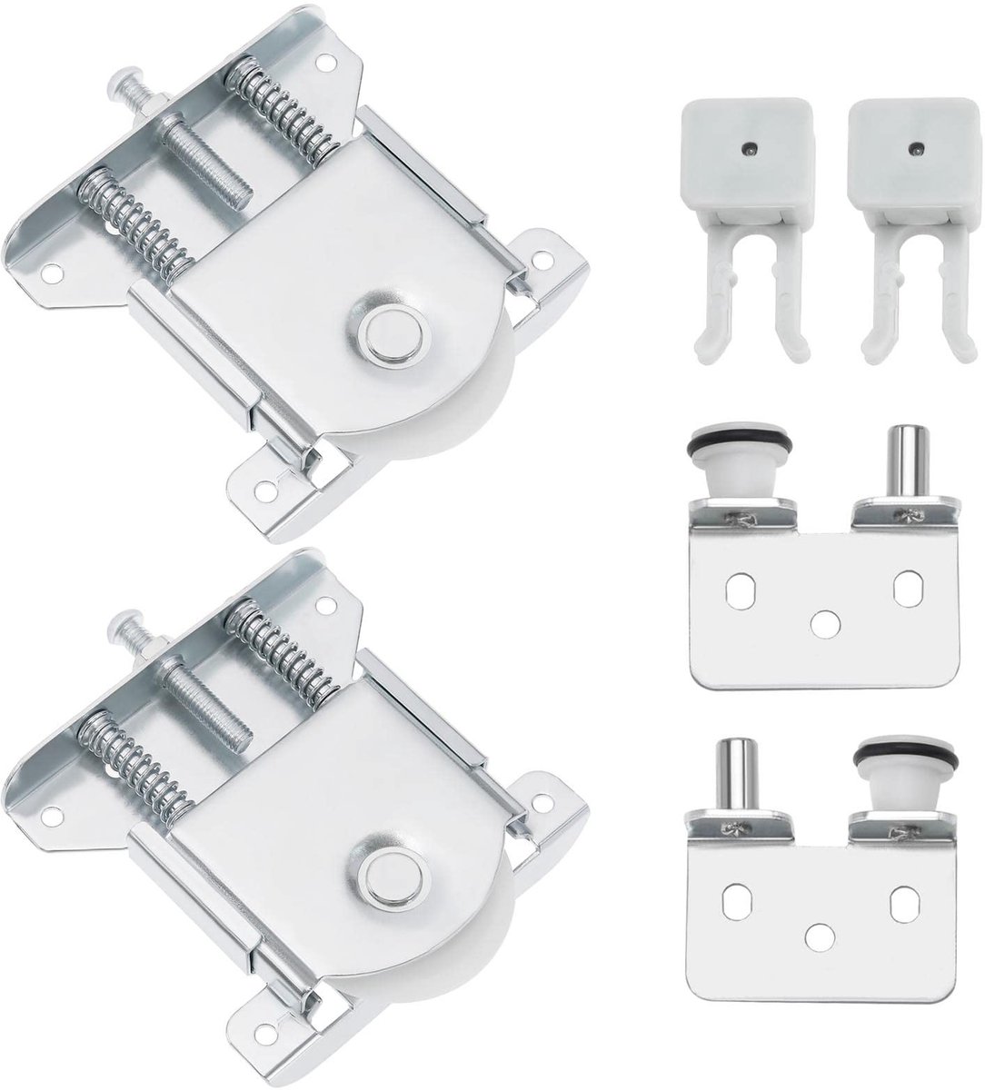 Dailygoody - Schuifkast Deur Kit - Schuifdeur Gids Roller - Anti Jump Veiligheid Clip - Zilver - Geschikt voor Kast en Garderobe