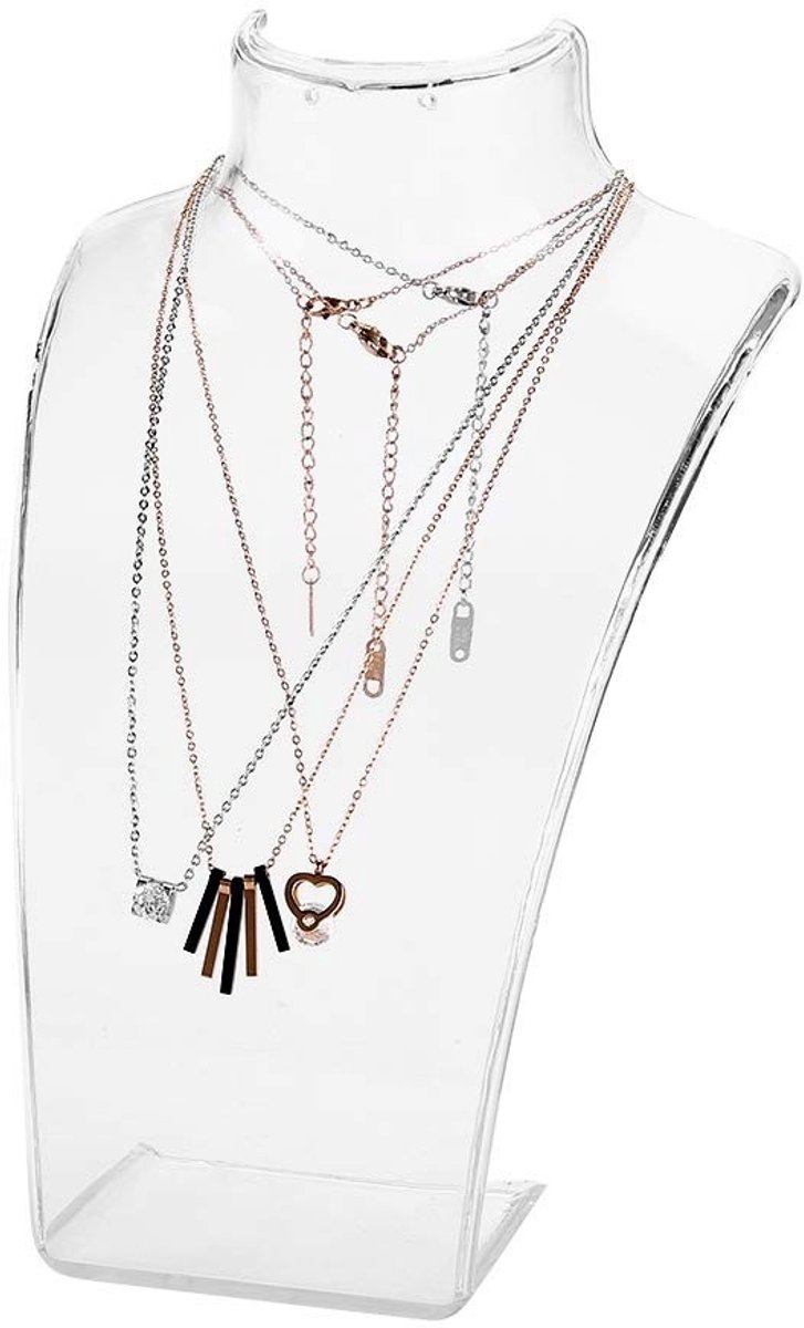 Dailygoody - Sieraden Display Rack - Ketting Buste Displays - Transparant - Ketting Display - Perfect voor Sieradenwinkels - Elegant en Stijlvol