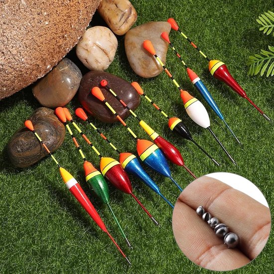 Hengeldobbers en visloodjes set: 10 ballen, 100 loodjes, accessoires voor bodemvissen in meren en vijvers — afbeelding 4