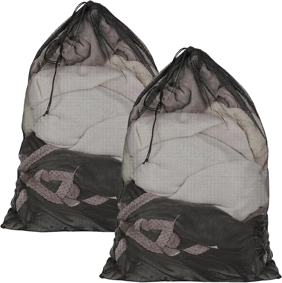 Ruime Bedlinnen Tas Set van 2, Grote Netten voor Beddengoed, Ideaal voor Organisatie en Opslag (Zwart, Polyester, 76 x 100 cm)