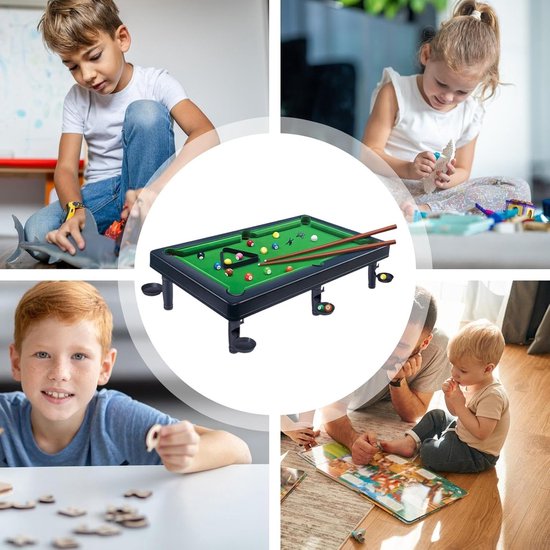Miniatuur Pooltafel - Tafel Biljart - Gezinsspel - Educatief Entertainment - 55x32x15.5 cm - Groen — afbeelding 3
