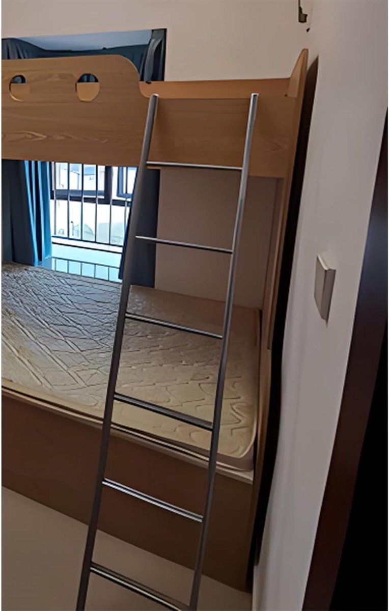 Stapelbedladder - Vervangende ladder - Veilig Bed Bereiken - Verstelbare Haken - 3-6 Treden - Zilver