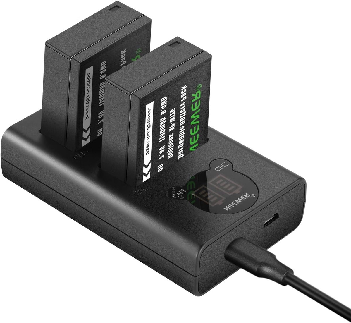 Dual Charger voor NP-W126/NP-W126s Batterijen met USB C Kabel, 1140mAh, Geschikt voor Fuji X100VI, X-T30 II, X-S10 en Meer