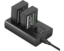 Dual Charger voor NP-W126/NP-W126s Batterijen met USB C Kabel, 1140mAh, Geschikt voor Fuji X100VI, X-T30 II, X-S10 en Meer