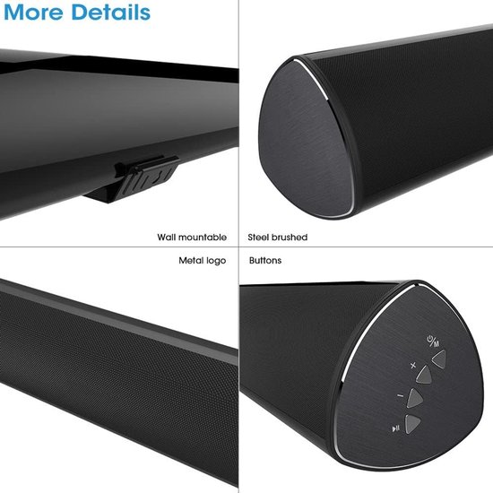 Soundbar met Subwoofer - Tv Geluidssysteem - Thuisbioscoop Ervaring - DSP Afstandsbediening - 101 cm - Zwart — afbeelding 4