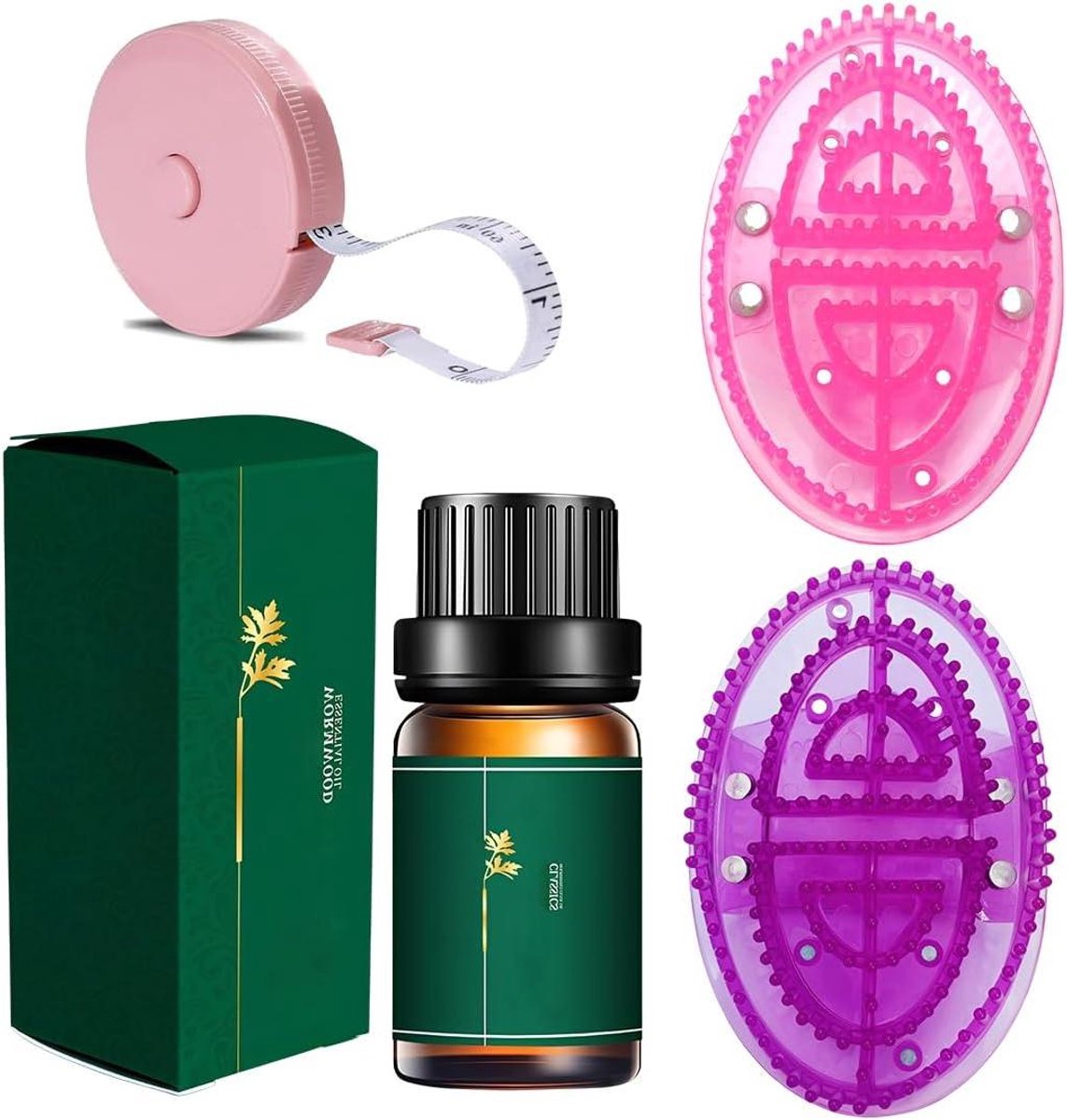 Massageborstel Set - Meridiaanborstel Lichaamsborstel - Spierontspanning Bevorderen - Magnetisch Ontwerp - Set van 2 - Paars Roze