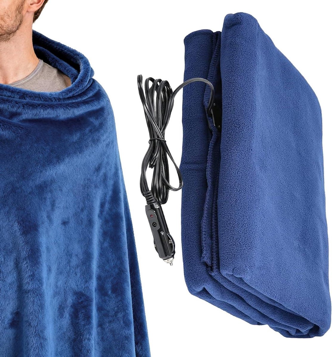 Elektrische Autodeken - Verwarmde Deken Auto - Comfortabele Ritten - 3-Traps Warmteregeling - 148 x 108 cm - Grijs