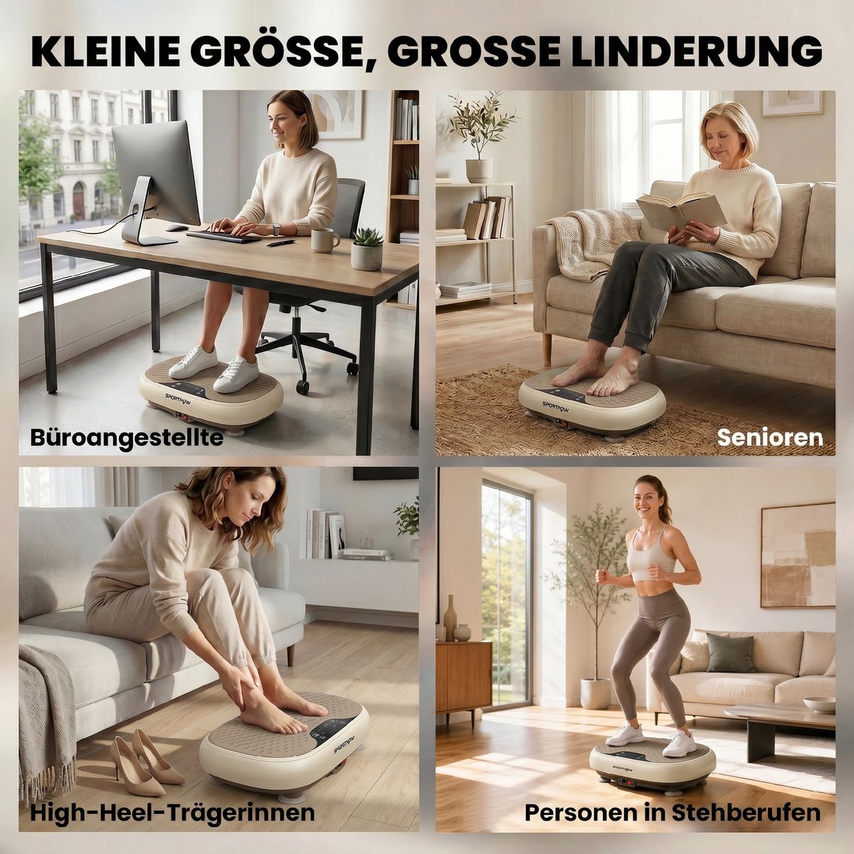 SPORTNOW - Sportieve trilplaat - Staal, ABS - 46 x 33 x 13,5 cm - Beige — cadeau in Sport & Outdoor - foto 5